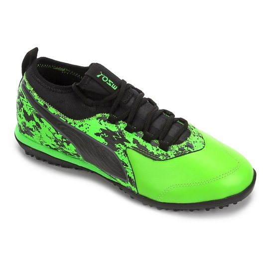 Chuteira Society Puma One 19.3 TT - Verde+Preto Menor preço em Chuteira Society Puma One 19.3 TT - Verde+Preto