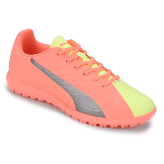 Chuteira Society Puma One 20.4 OSG BDP TT - Salmão+Amarelo Menor preço em Chuteira Society Puma One 20.4 OSG BDP TT - Salmão+Amarelo
