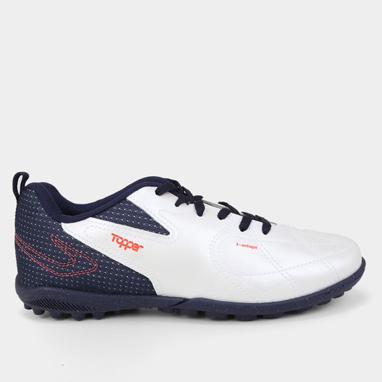 Chuteira Society Topper Capita II Unissex - Branco+Marinho Menor preço em Chuteira Society Topper Capita II Unissex - Branco+Marinho
