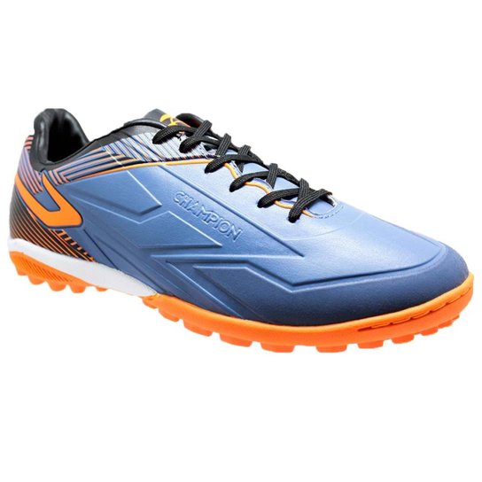 Chuteira Society Topper Champion II - Azul+Laranja
