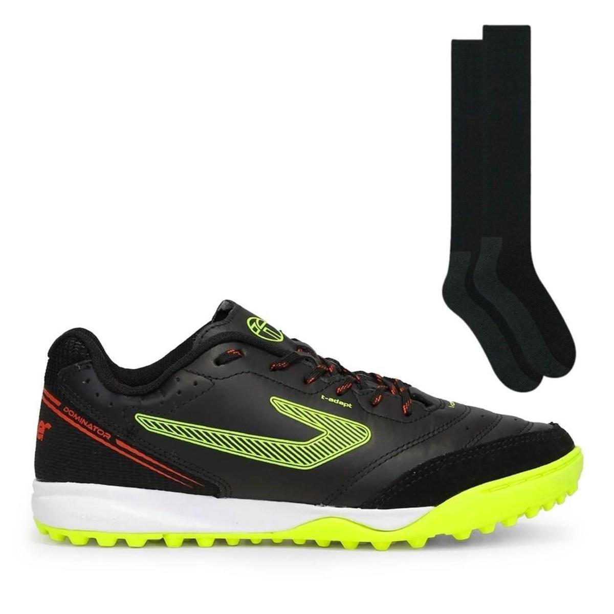 Chuteira Society Topper Dominator Pro IV + Meião Color Sports de Futebol Menor preço em Chuteira Society Topper Dominator Pro IV + Meião Color Sports de Futebol