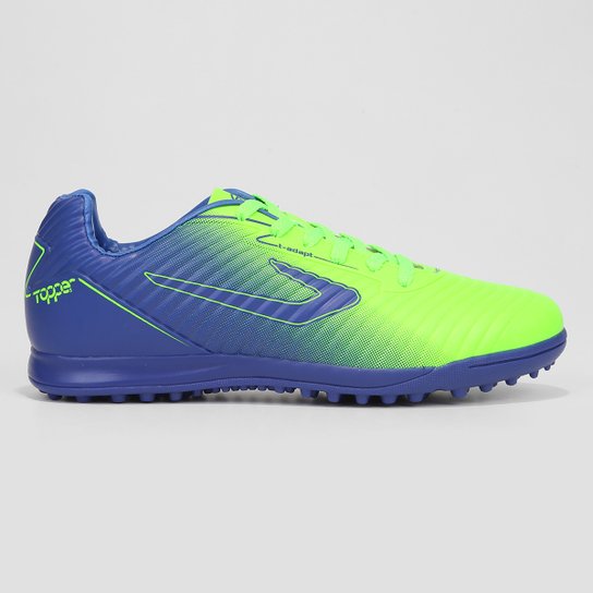 Chuteira Society Topper Forza II Masculina - Verde+Azul Menor preço em Chuteira Society Topper Forza II Masculina - Verde+Azul