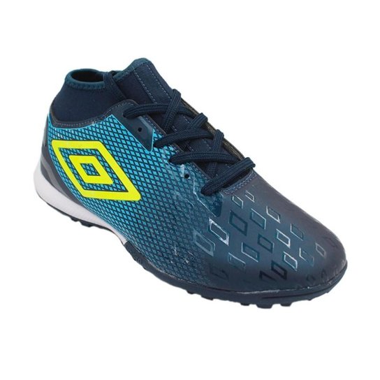 Chuteira Society Umbro Calibra II - Marinho+Verde Menor preço em Chuteira Society Umbro Calibra II - Marinho+Verde