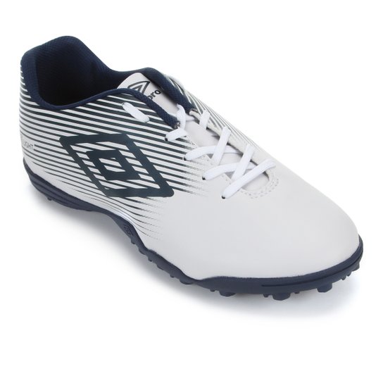 Chuteira Society Umbro F5 Light - Branco e Azul Menor preço em Chuteira Society Umbro F5 Light - Branco e Azul