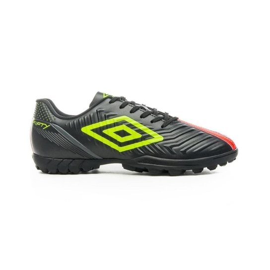 Chuteira Society Umbro Fifty IV - Preto+verde Menor preço em Chuteira Society Umbro Fifty IV - Preto+verde