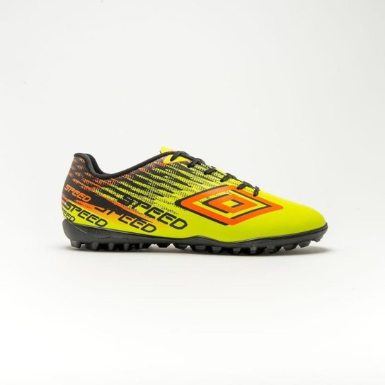 Chuteira Society Umbro Speed V Umbro - Preto+Laranja Menor preço em Chuteira Society Umbro Speed V Umbro - Preto+Laranja