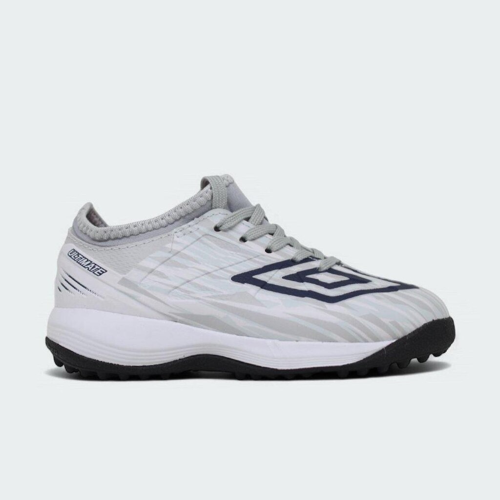 Chuteira society Umbro Ultimate infantil - cinza e azul