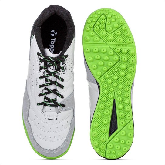 Chuteira Topper Society Dominator Club V Branco Preto e Verde - Masculino