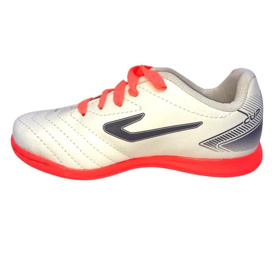 Chuteira Topper VII Futsal Branco Com Cinza e Coral - 41184