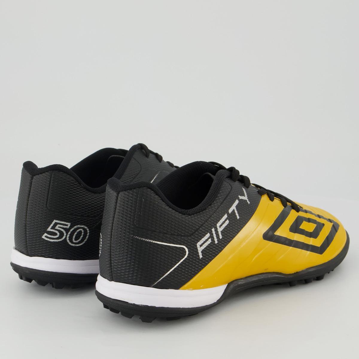 Chuteira Umbro Fifty VII Society Dourada e Preta - Dourado | Netshoes