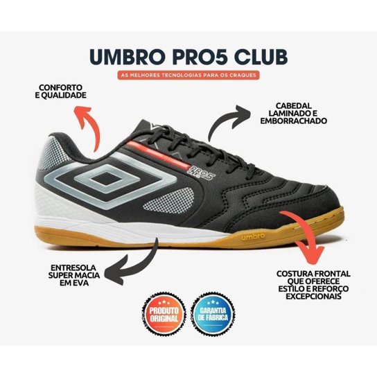 CHUTEIRA UMBRO FUTSAL PRO 5 BUMP CLUB ADULTO MASCULINO ORIGINAL
