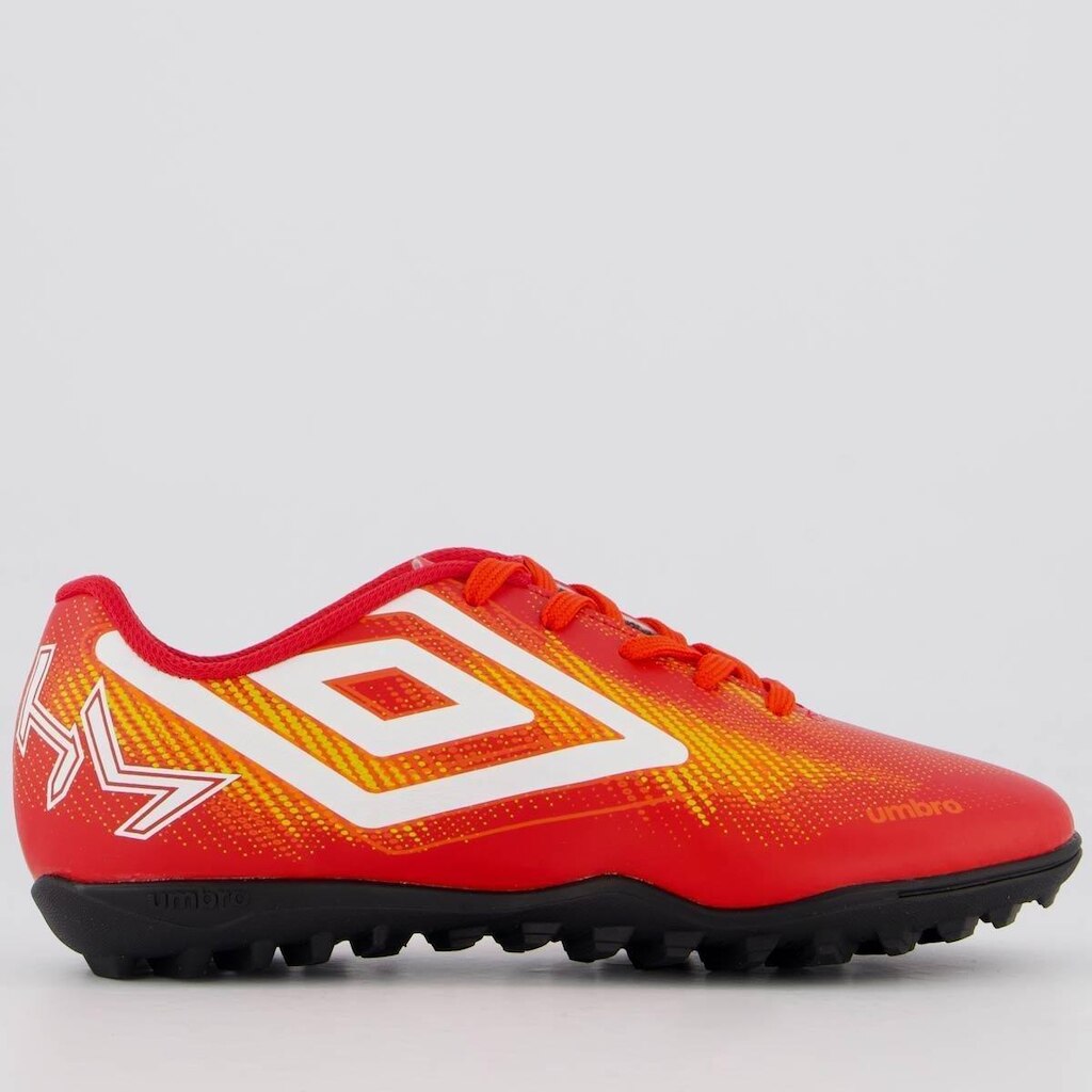 Chuteira Umbro Heatmap Society Juvenil Vermelha e Laranja