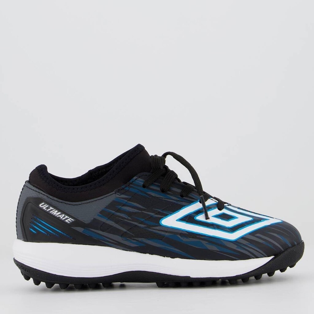 Chuteira Umbro Ultimate Society Juvenil Preta e Azul