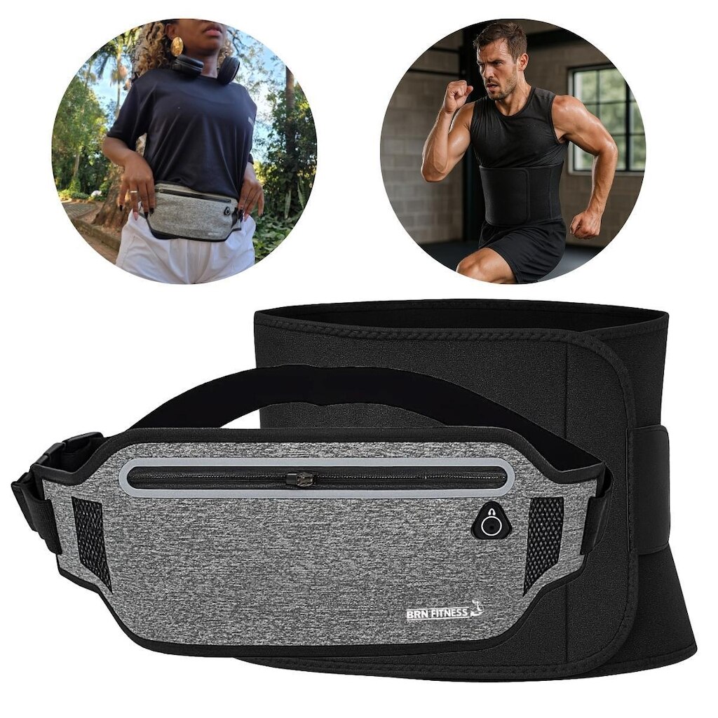 Cinta Abdominal Térmica + Pochete Impermeável Leve Discreta