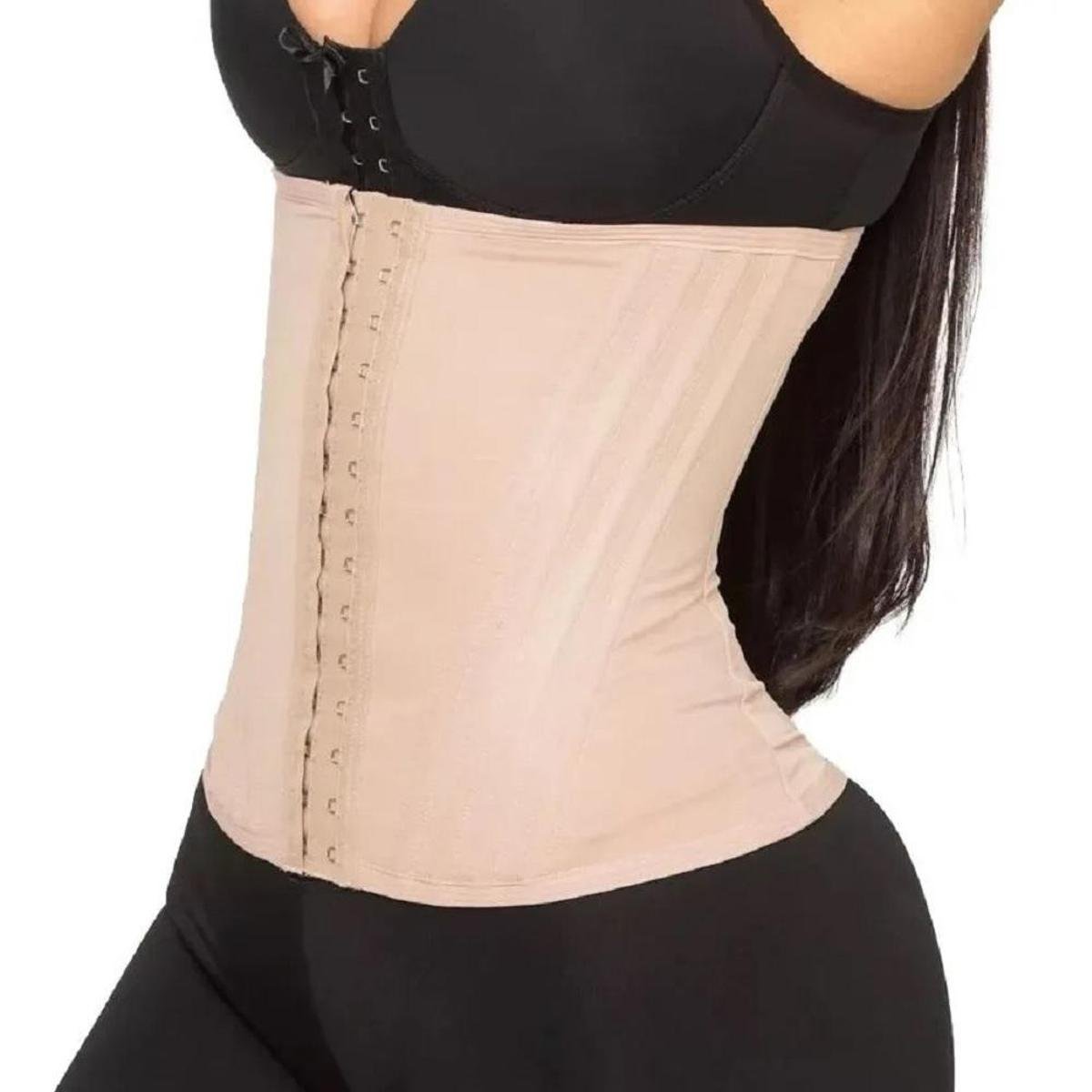 Cinta Faixa Modeladora E Redutora Com 12 Barbatanas - Creme | Netshoes