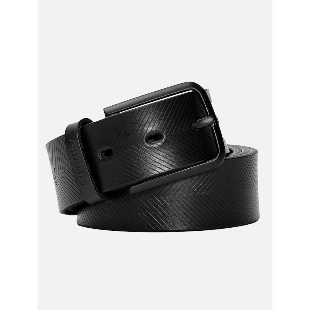 Cinto Aramis Masculino Básico Couro Chevron Preto