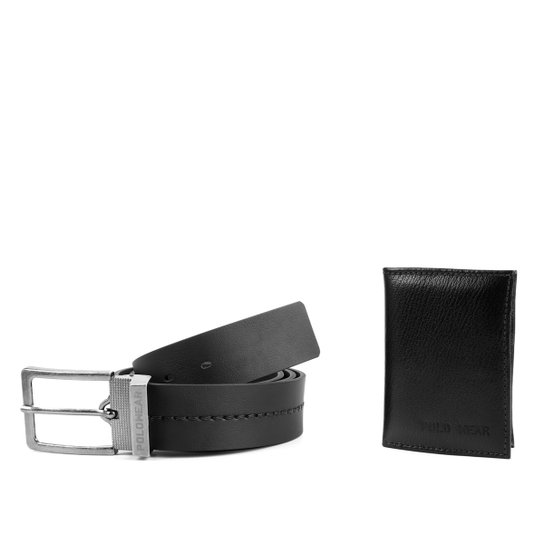 Cinto Couro Polo Wear Masculino + Carteira - Preto Menor preço em Cinto Couro Polo Wear Masculino + Carteira - Preto