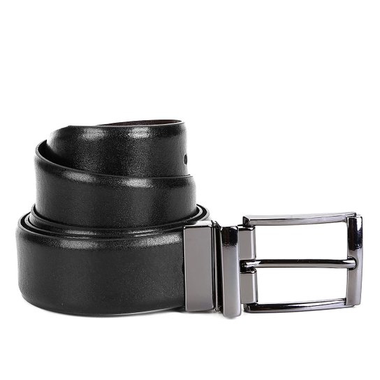 Cinto Couro Shoestock Dupla Face Masculino - Preto+Marrom Menor preço em Cinto Couro Shoestock Dupla Face Masculino - Preto+Marrom