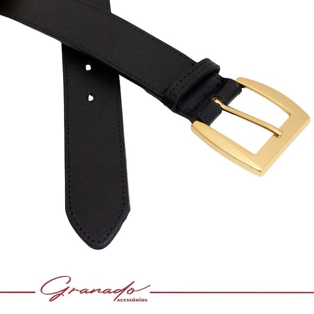 Cinto Feminino de Couro Sofisticado Fivela Banhada a Ouro NE