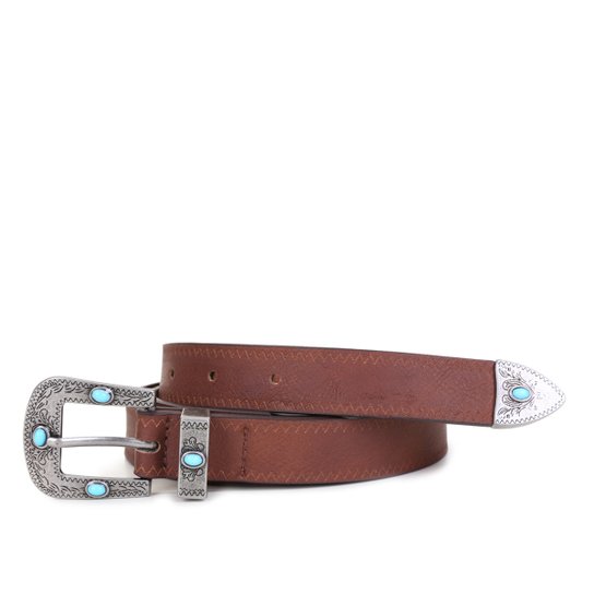Cinto Hering Pedraria Feminino - Marrom