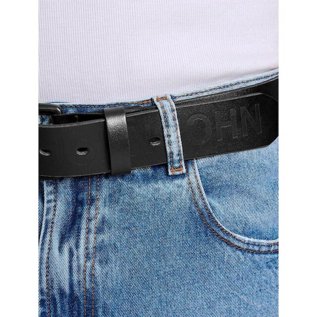 Cinto John John Masculino Couro Embossed Preto