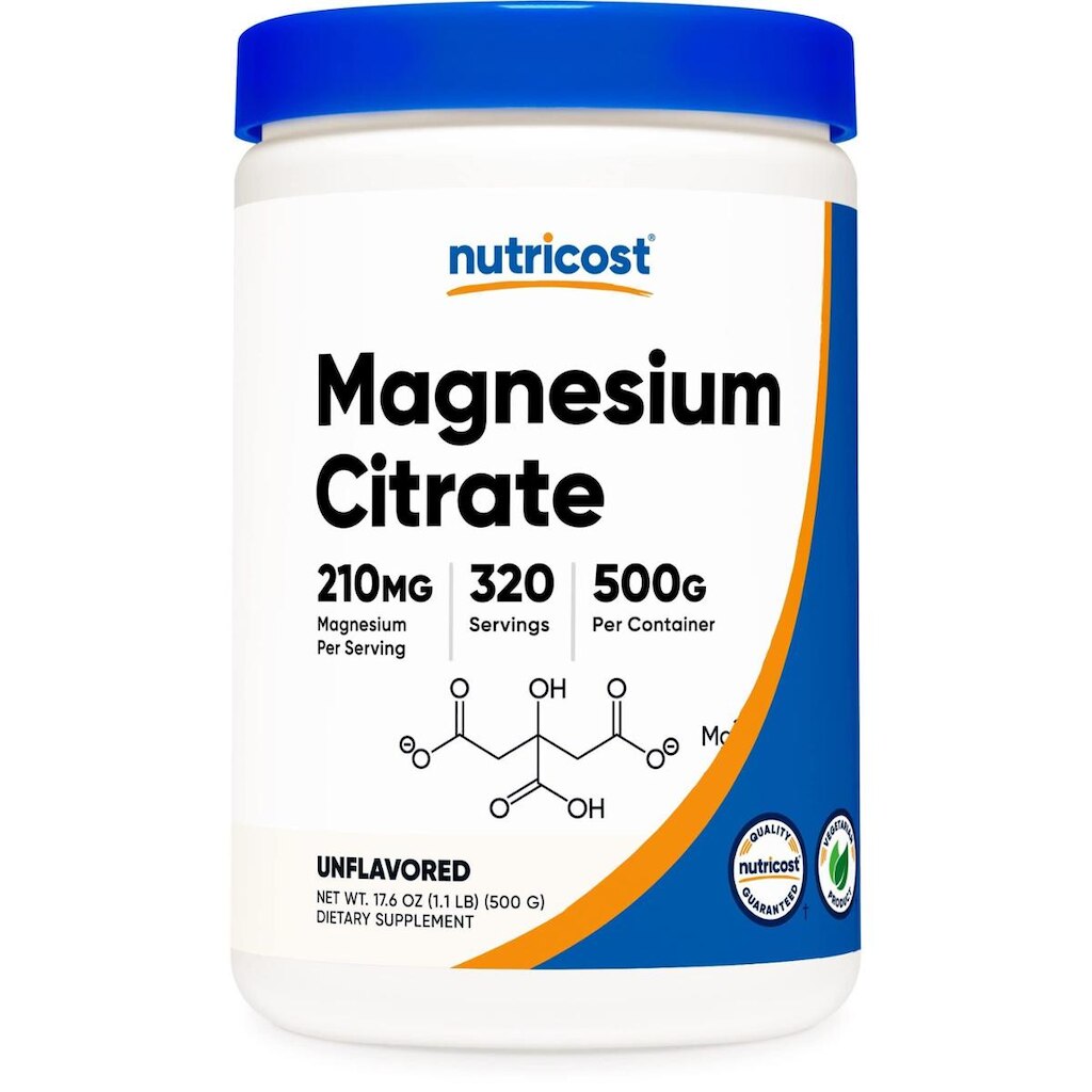 Citrato de Magnésio Nutricost em Pó (Sem sabor, 500 Gramas)