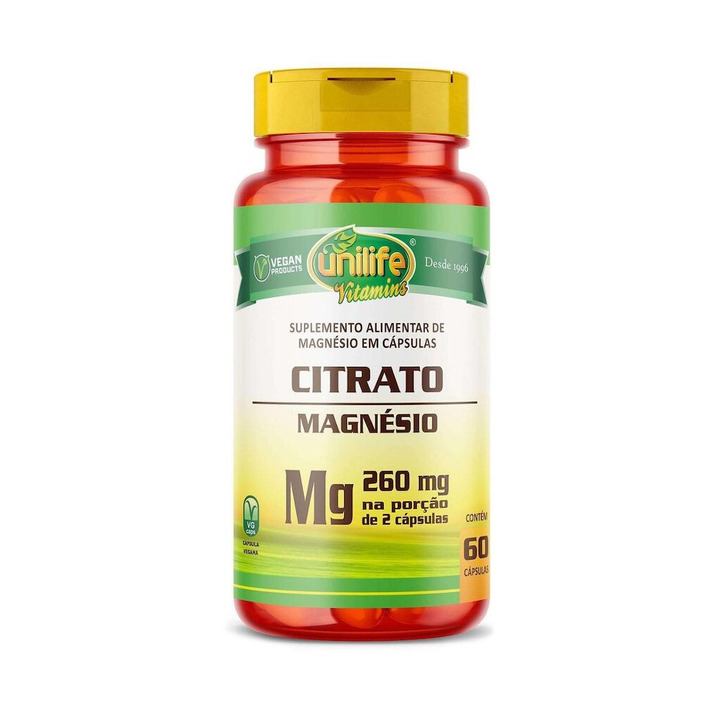 Citrato Magnésio 260mg 60 cápsulas Unilife