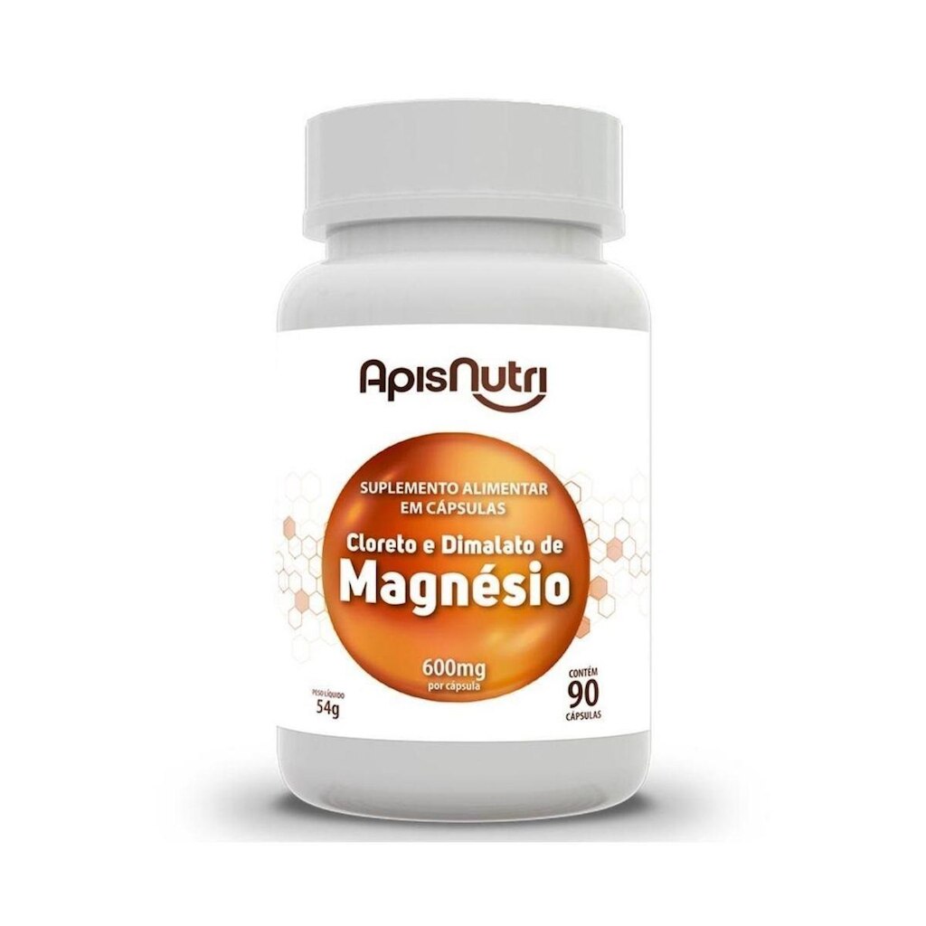 Cloreto e Dimalato de Magnésio 600mg 90 Cápsulas Apisnutri