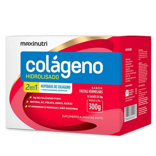 Colágeno Hidrolisado 30 Saches Frutas Vermelhas Maxinutri Menor preço em Colágeno Hidrolisado 30 Saches Frutas Vermelhas Maxinutri
