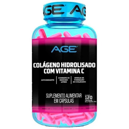 COLÁGENO HIDROLISADO COM VITAMINA C 120 CÁPSULAS AGE Menor preço em COLÁGENO HIDROLISADO COM VITAMINA C 120 CÁPSULAS AGE
