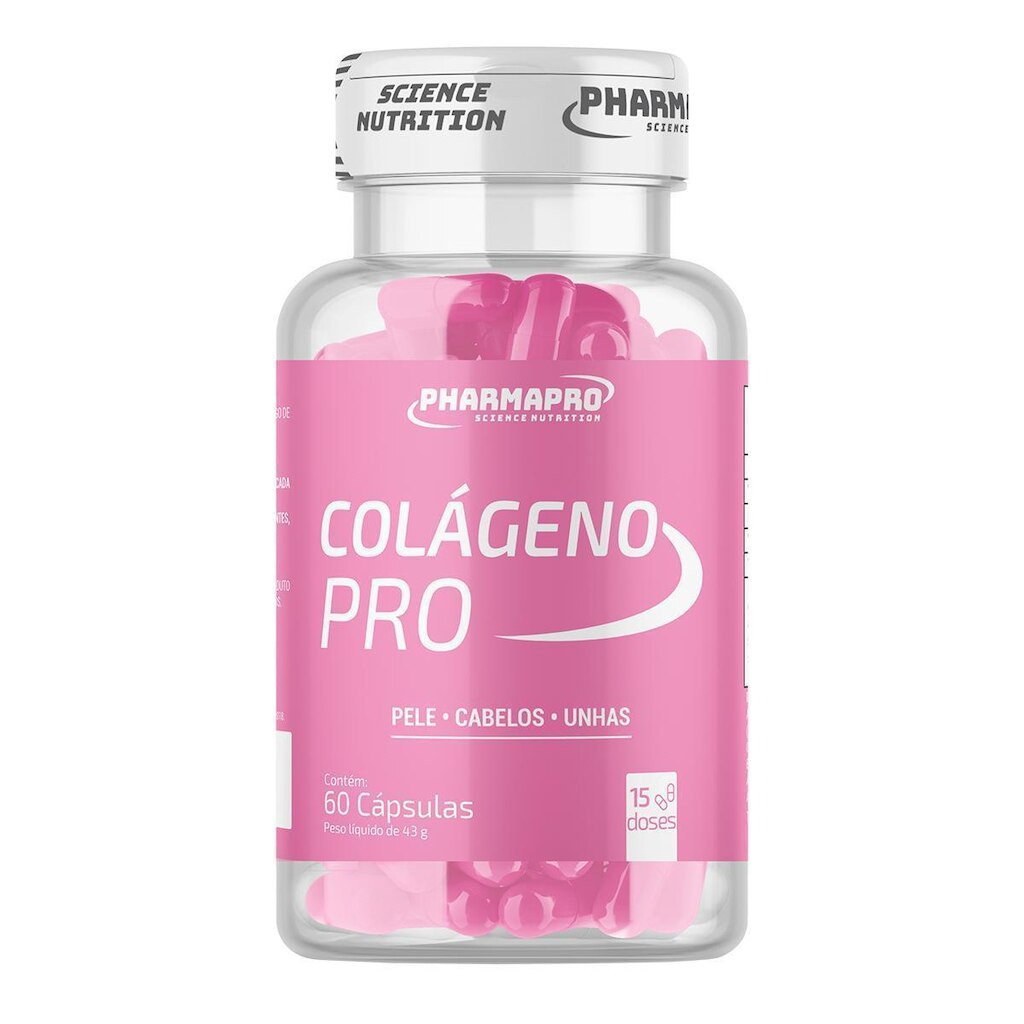 Colageno Pro 60 Caps Vitaminas C e E Pele Cabelos e Unhas Uso Diario