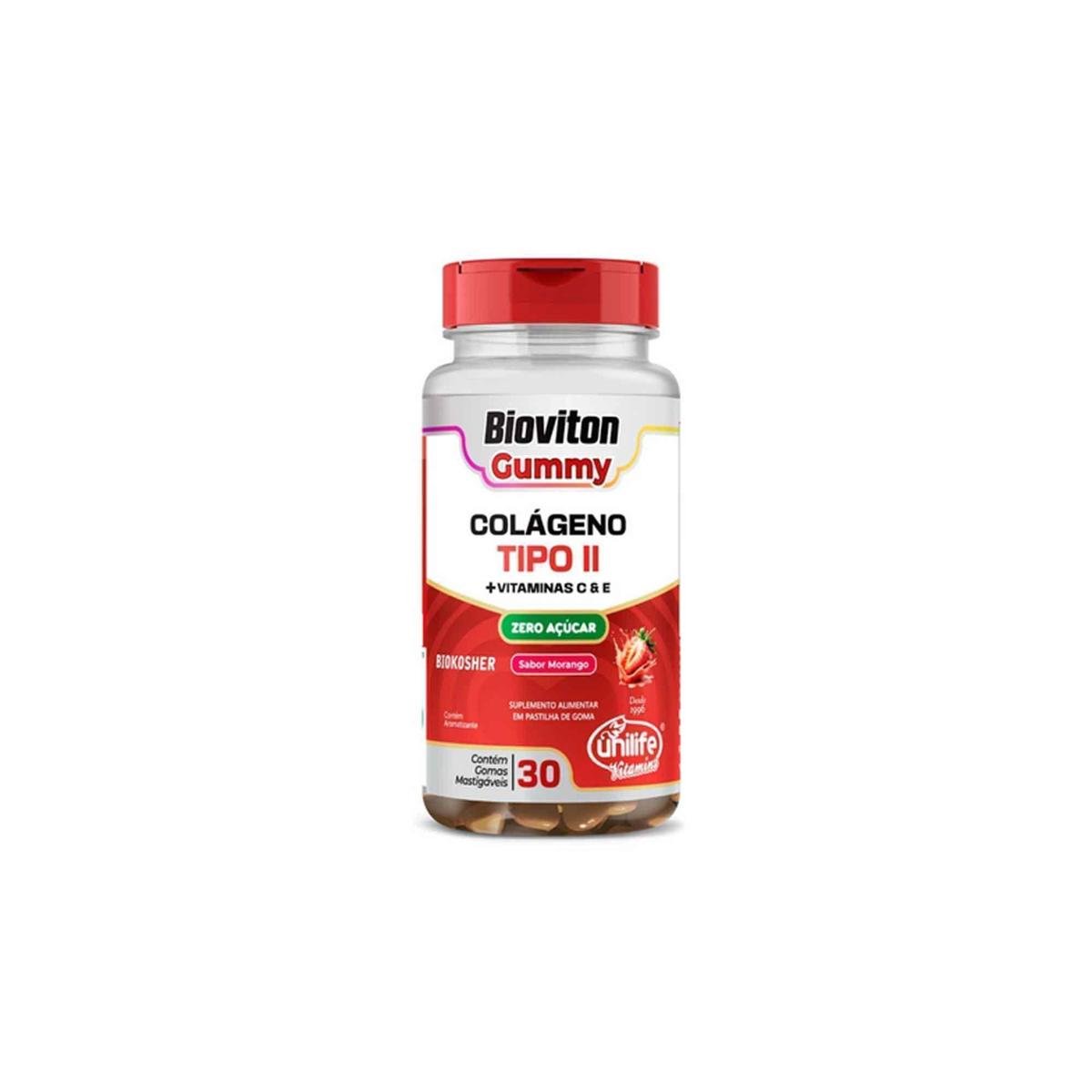 Colágeno Tipo II 30 gomas Vitamina C e E Unilife Bioviton