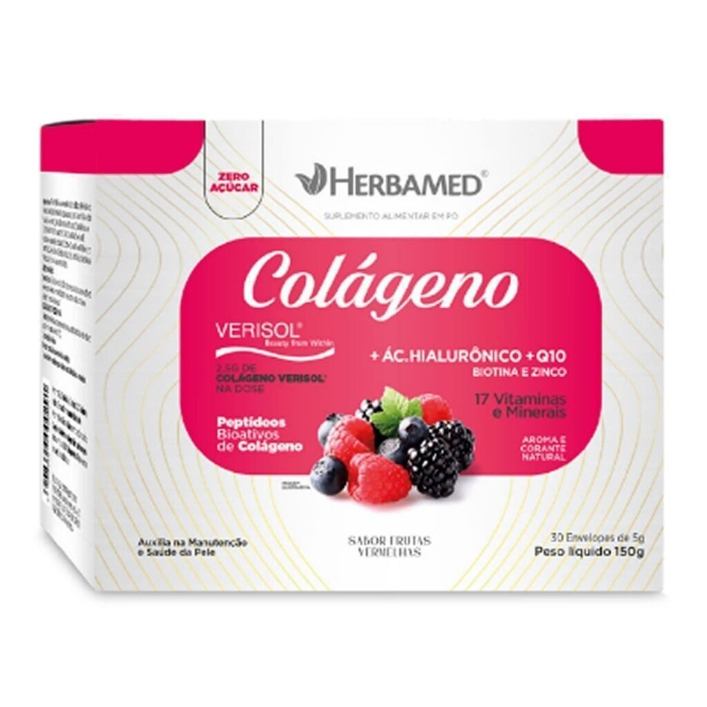Colágeno Verisol - 30 Sachês 5g Frutas Vermelhas - Herbamed