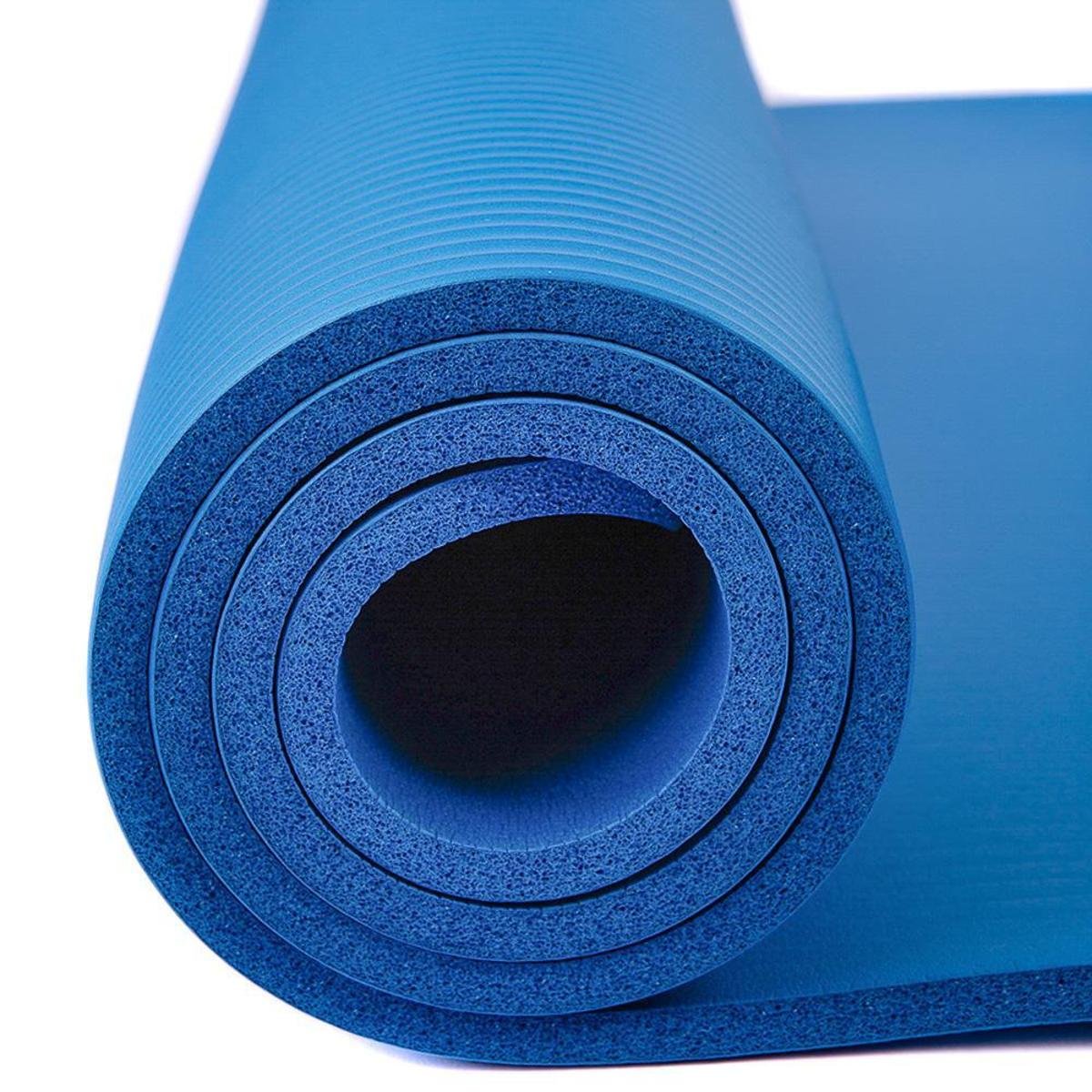 Tapete Yoga Mat Pilates Ginástica 10mm Com Bolsa Azul