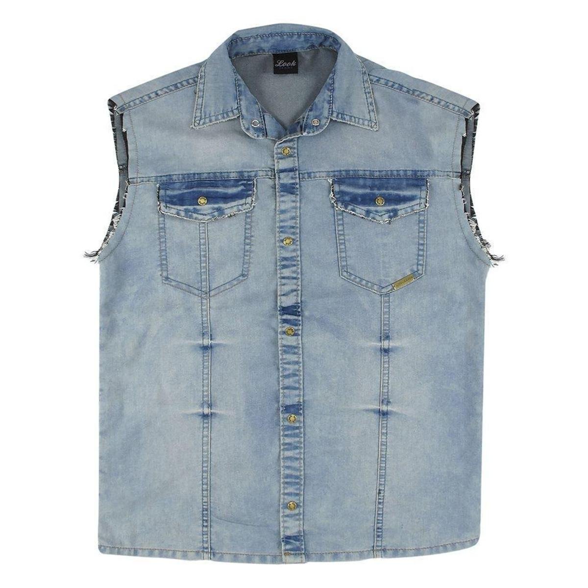 Colete Camisa Look Jeans Colete Jeans Masculino Menor preço em Colete Camisa Look Jeans Colete Jeans Masculino