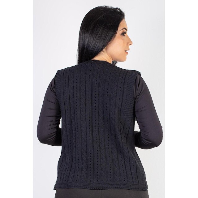 Colete de malha feminino com tranças 60006 - P - Bege