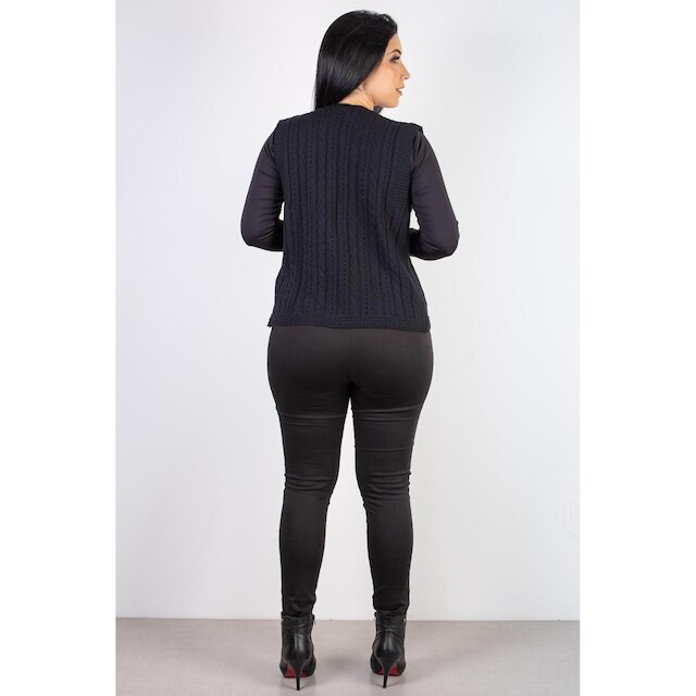 Colete de malha feminino com tranças 60006 - P - Bege