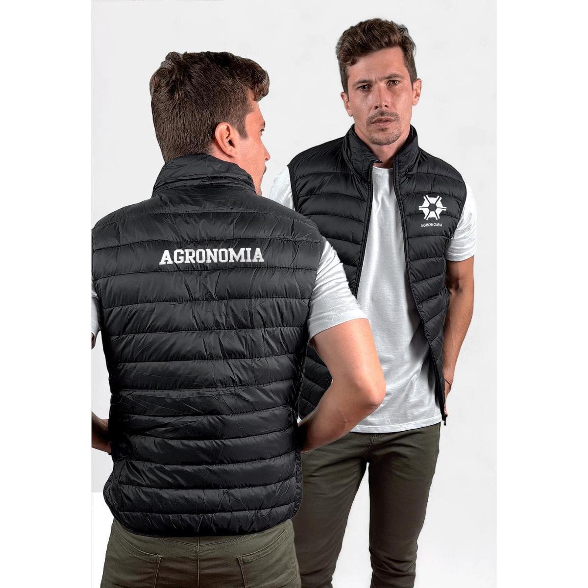 Colete Puffer Agronomia com Bolsos e Capuz Removível Masculino