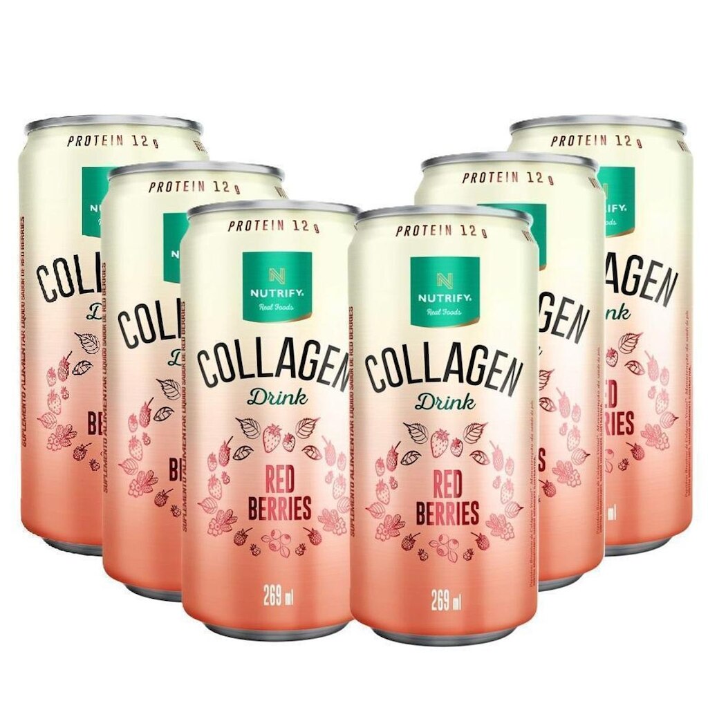 Collagen Drink Protein Red Berries - Nutrify 6 latas
