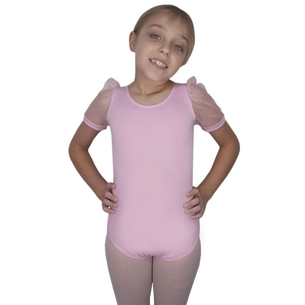 Collant Vya Fit Meia Manga Com Brilho Infantil (2