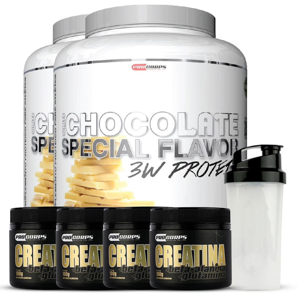 Combo 2 Hipertrofia Whey 1,8kg + 4 Creatinas + Shaker