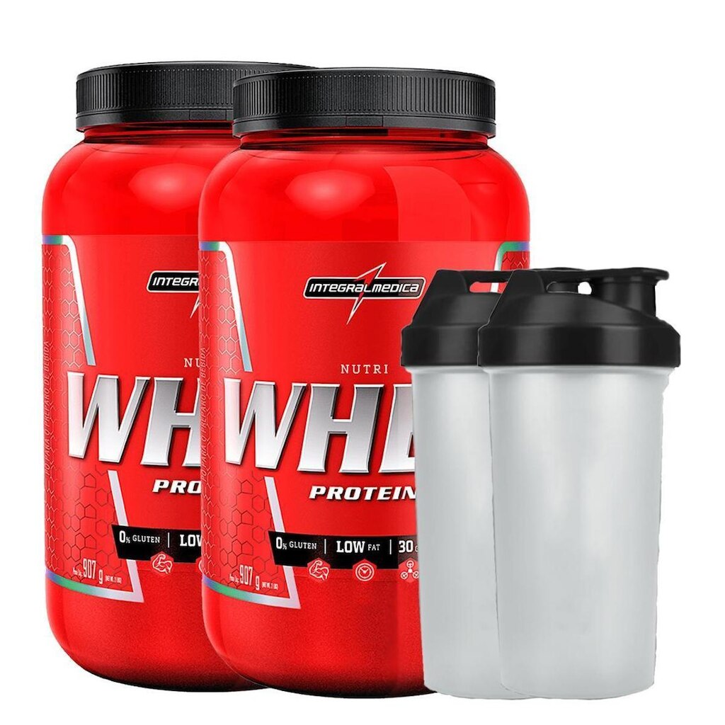 Combo 2 Nutri Whey Isolado Concentrado Protein + 2 Coqueteleira - Integralmedica