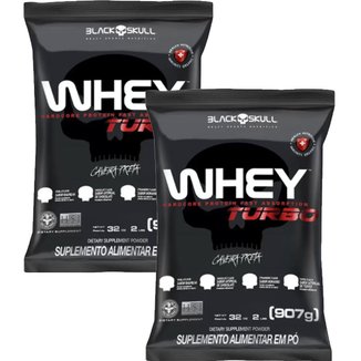 Combo 2x Turbo Whey Protein Nutri Isolado e Concentrado Caveira Preta 900g Toffe - Black Skull