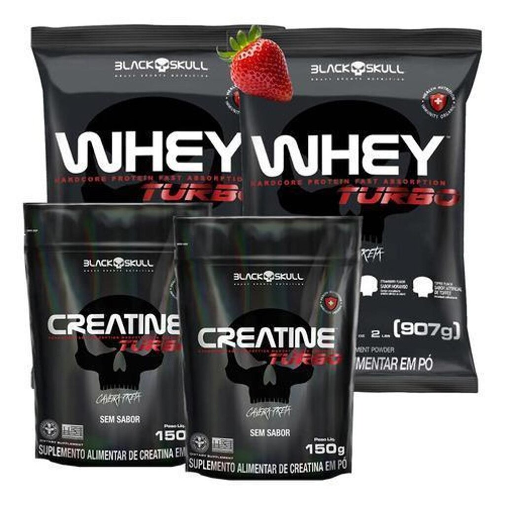 Combo 2x Whey Protein Turbo+ Creatina Black Skull