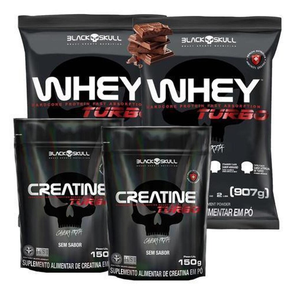 Combo 2x Whey Protein Turbo+ Creatina Black Skull