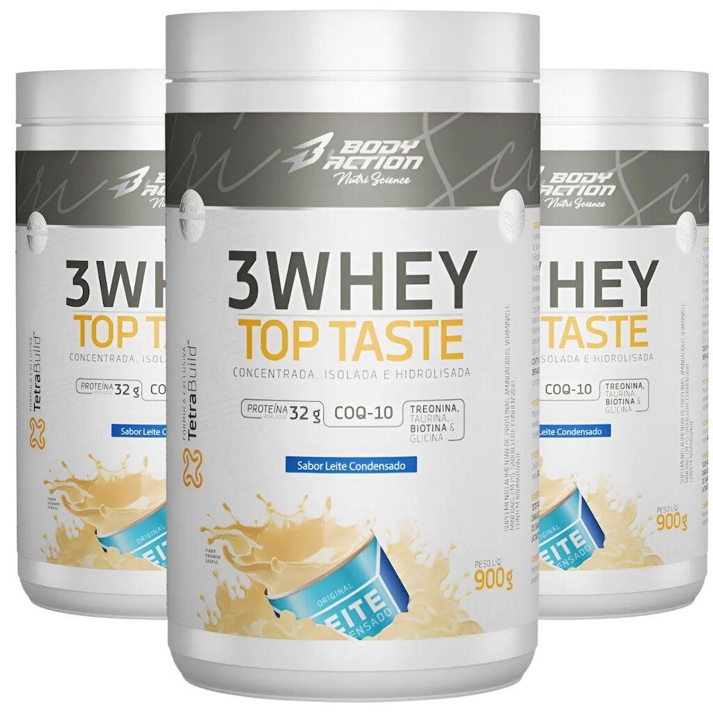 Combo 3 3Whey Top Taste 900g Concentrado Isolado Hidrolisada