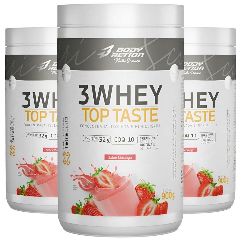 Combo 3 3Whey Top Taste 900g Concentrado Isolado Hidrolisada