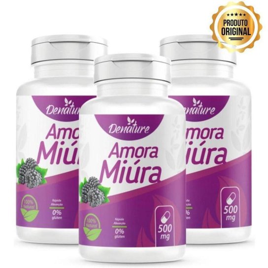 Combo 3un Amora Miura 500mg 100 Cáps Antioxidante Suplemento Alimentar Menor preço em Combo 3un Amora Miura 500mg 100 Cáps Antioxidante Suplemento Alimentar