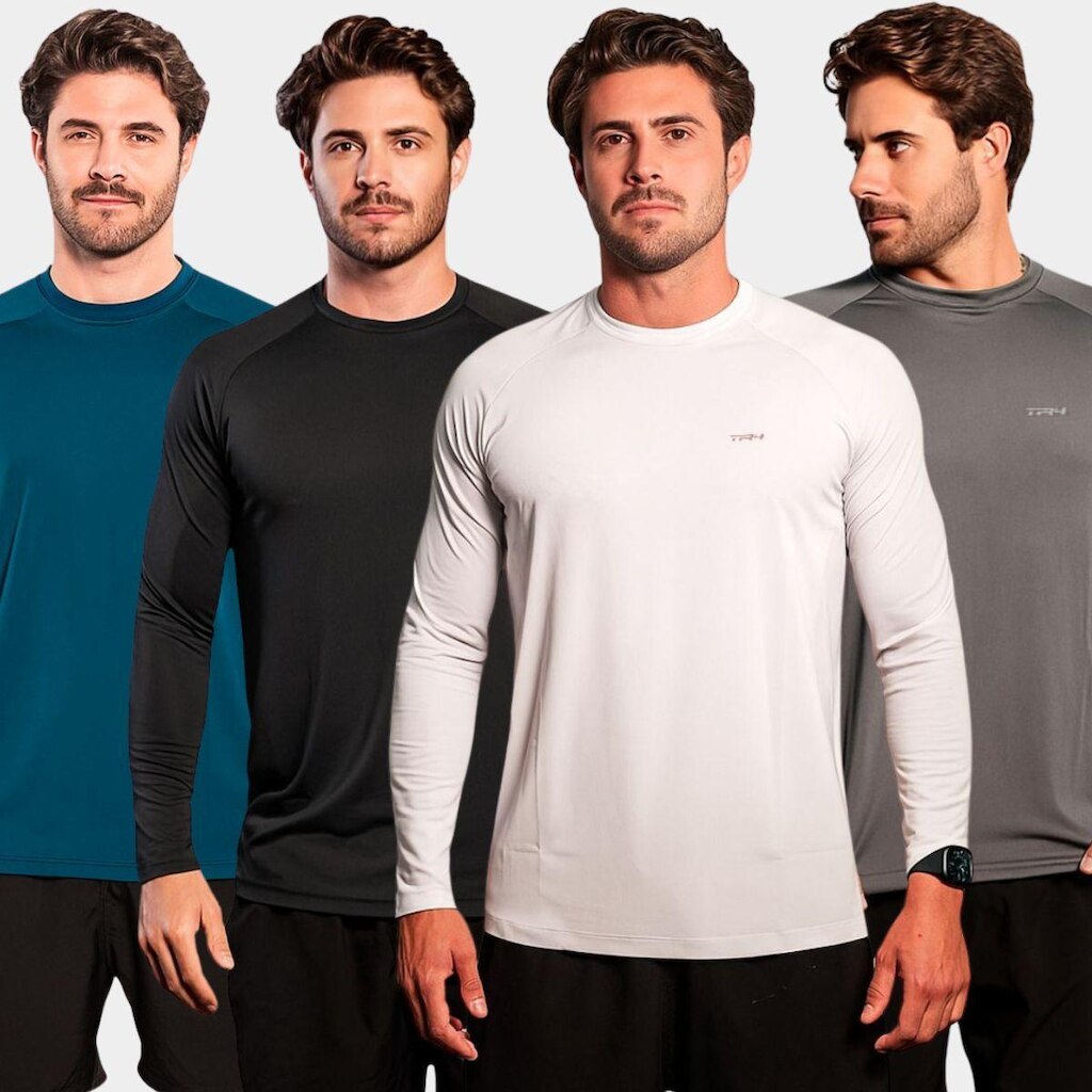 Combo 4 Camisa Raglan Manga Longa