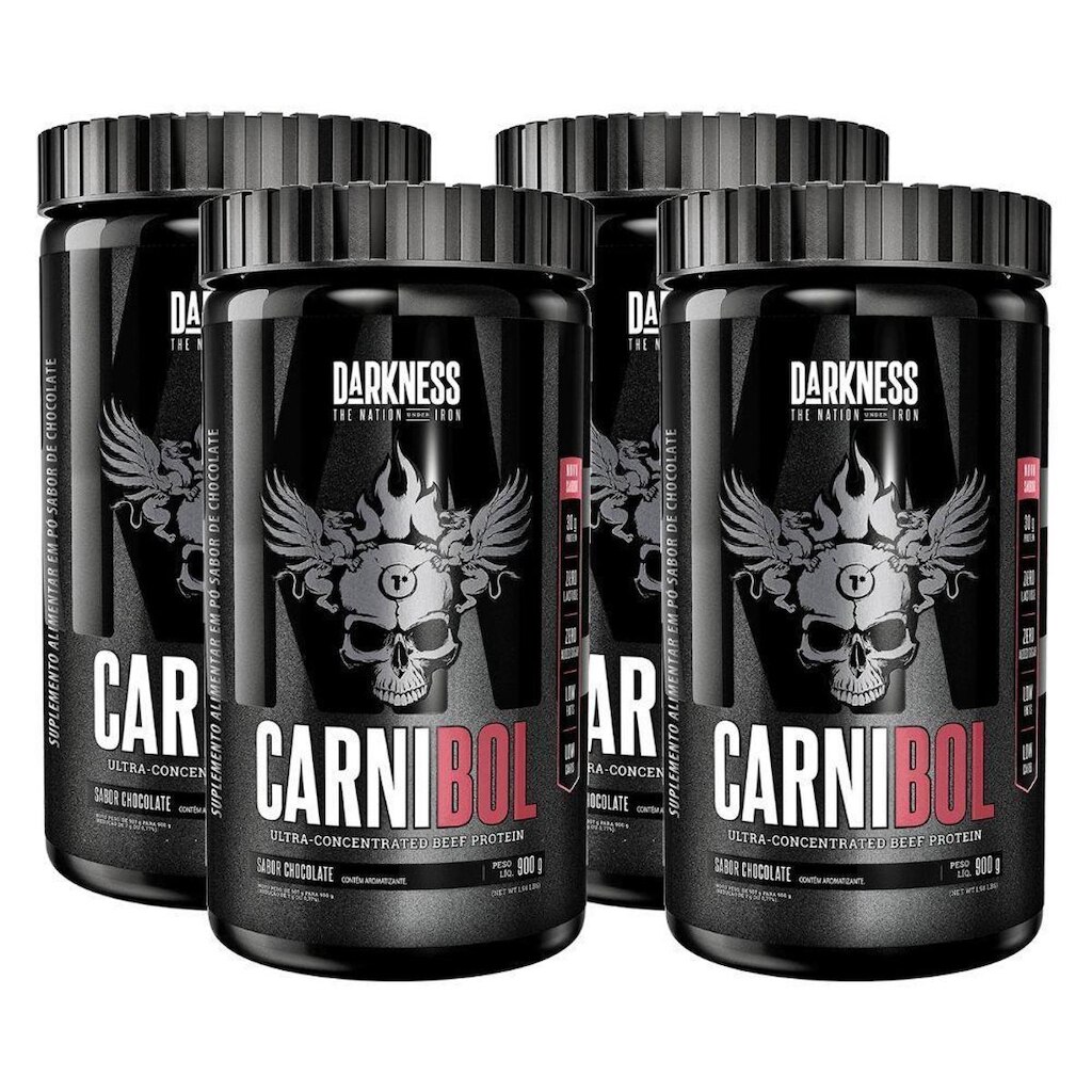 Combo 4x Carnibol Isolado Hidro Chocolate 900g Integramedica